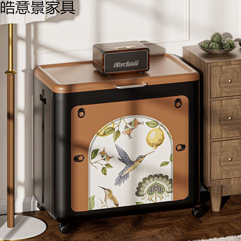 收纳箱叠可移动复古风衣物玩具整理储物箱新中式双开门收纳箱折
