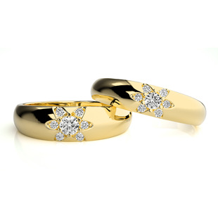New Sun Flash Diamond Ring Women's Light Luxury S925 Silver Plated Gold Snowflake Light Gold Couple Ring Cultivation Diamond