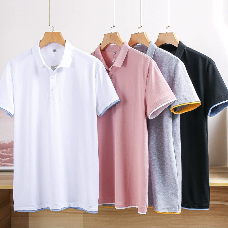 38 Оптовая распродажа! Легкий роскошный отворот! Поддельная модная футболка с воротником из двух частей, Мужская Однотонная рубашка-поло с лацканами