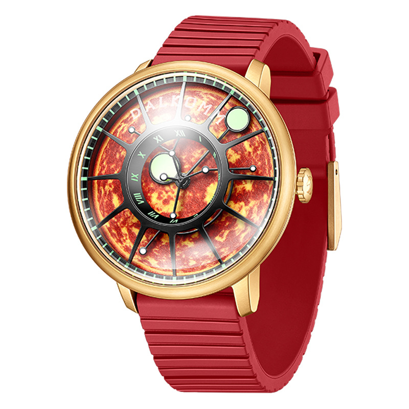 Đồng hồ nam automatic cơ khí chống nước G7008 — Dây đeo cà phê đen, Vỏ đen Mặt đỏ Đai đen, Vàng Shell đỏ mặt dải, Blue Shell Blue mặt dải màu xanh