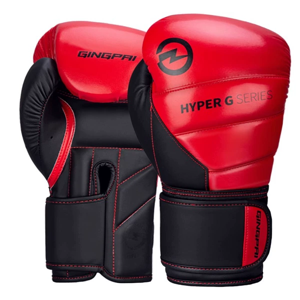 Professional practical boxing gloves black and red Y-shaped support