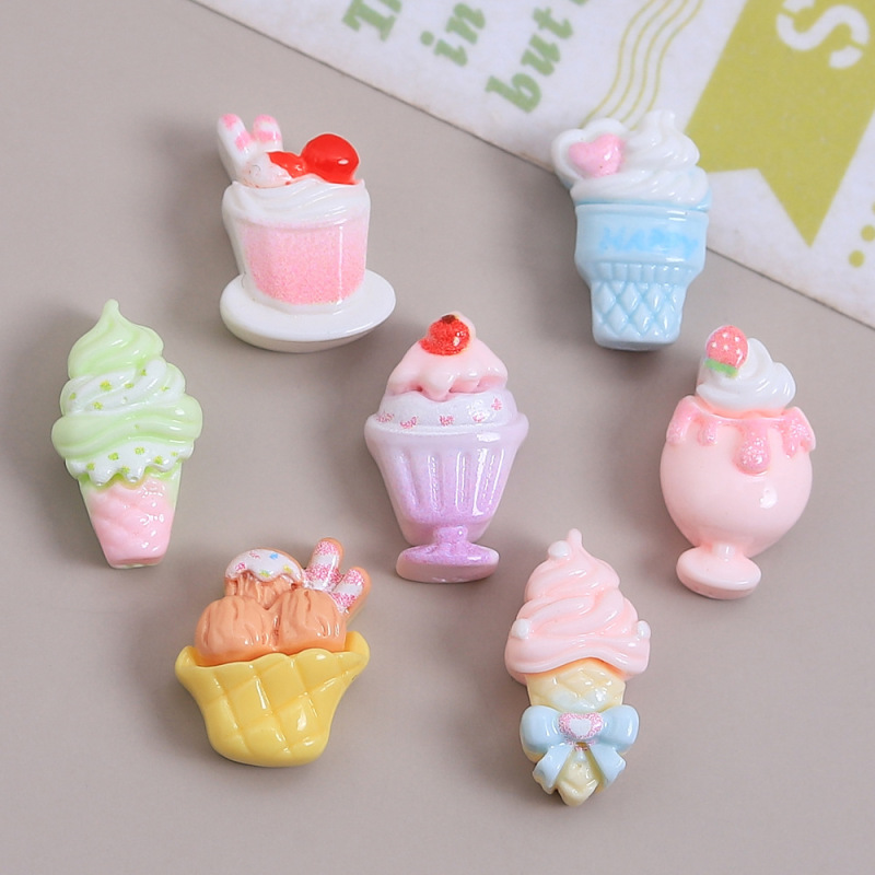 漫画ミニアイスクリーム食品おもちゃバスケット diy クリーム接着剤樹脂小物アクセサリーホール靴バックルジュエリー材料卸売|undefined