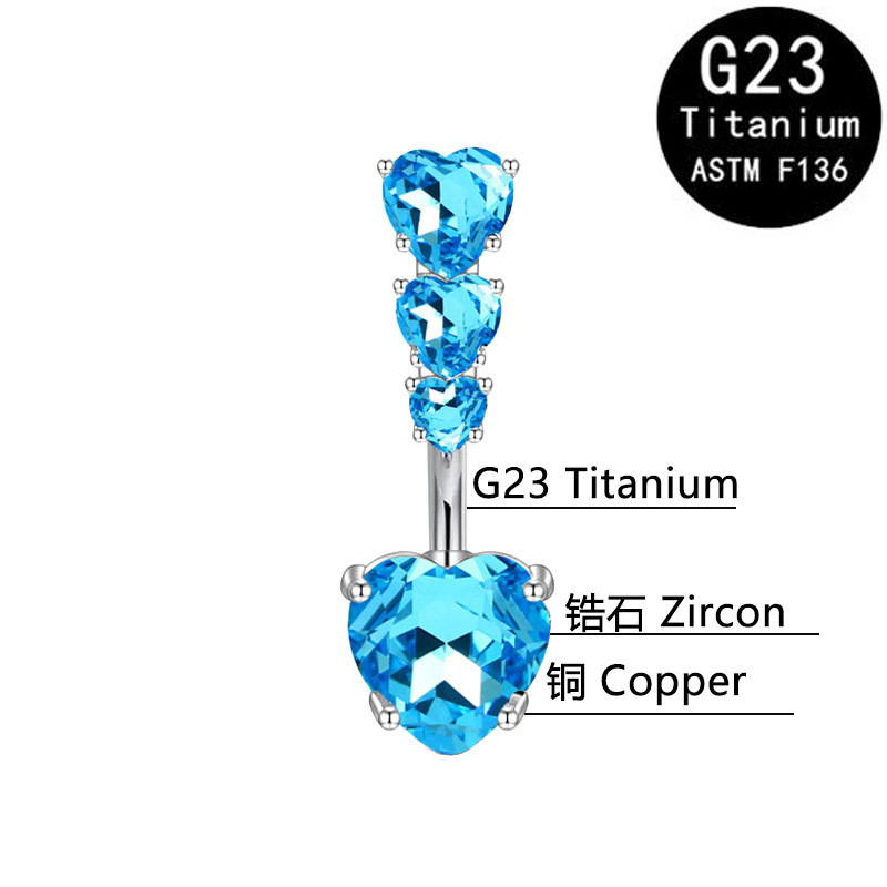 Cross-Border Ring G23 Titanstab Herz Zirkon Bauchnabelpiercing Modeschmuck_voghion.com