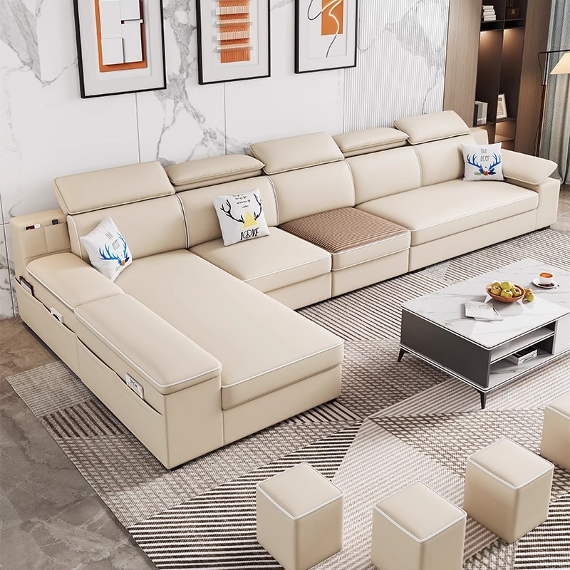 佛山ソファシンプルでモダンなリビングルームの組み合わせ大型多機能家具コーナーフェイバリーズ猫スクラッチファブリックソファ