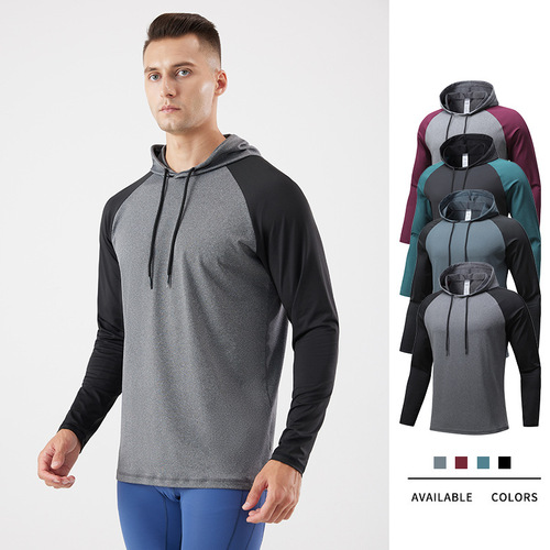 Men's Hooded Sweatshirt Basketball Training Fitness Long Sleeve T-Shirt Outdoor Leisure Running Headband Quick-Dry Sports Clothing