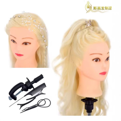 Simulación de comercio exterior, molde para el cabello, ejercicio de peluquería, permanente, trenzado, corte de cabello, peinado, peinado, peinado de muñeca, enseñanza de la cabeza, maquillaje