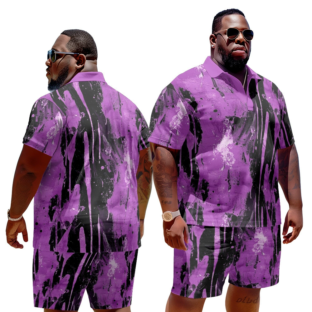 «(Cross-border trading), set, European style, with short sleeve, 3D, plus size»