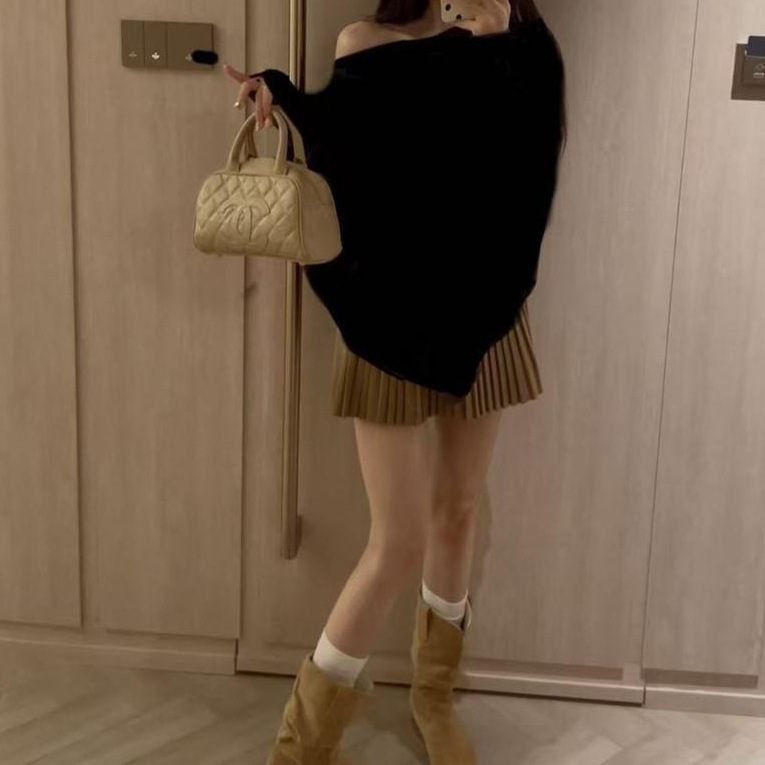 新款宽松蝙蝠袖毛针织女秋冬软糯慵懒感百搭上衣奶杏色卡其色咖色|undefined