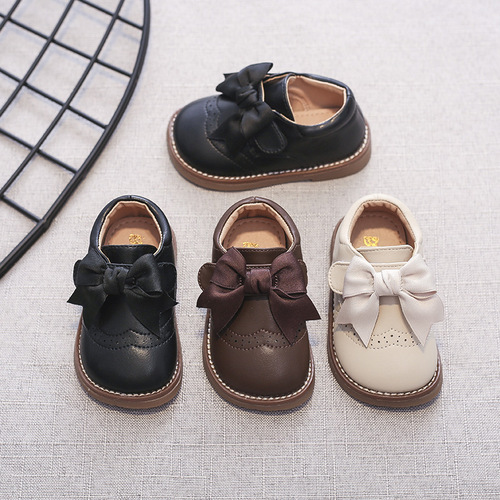 Children's Martin Shoes Spring and Autumn Soft Sole Single Shoes for Girls, Toddler Learning to Walk Shoes, Middle Childhood Casual Korean Style Leather Shoes, British Short Boots