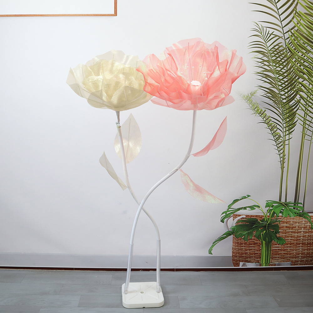 仿真幻彩絲網花罌粟花戶外婚禮派對裝飾櫥窗擺設拍攝道具套裝