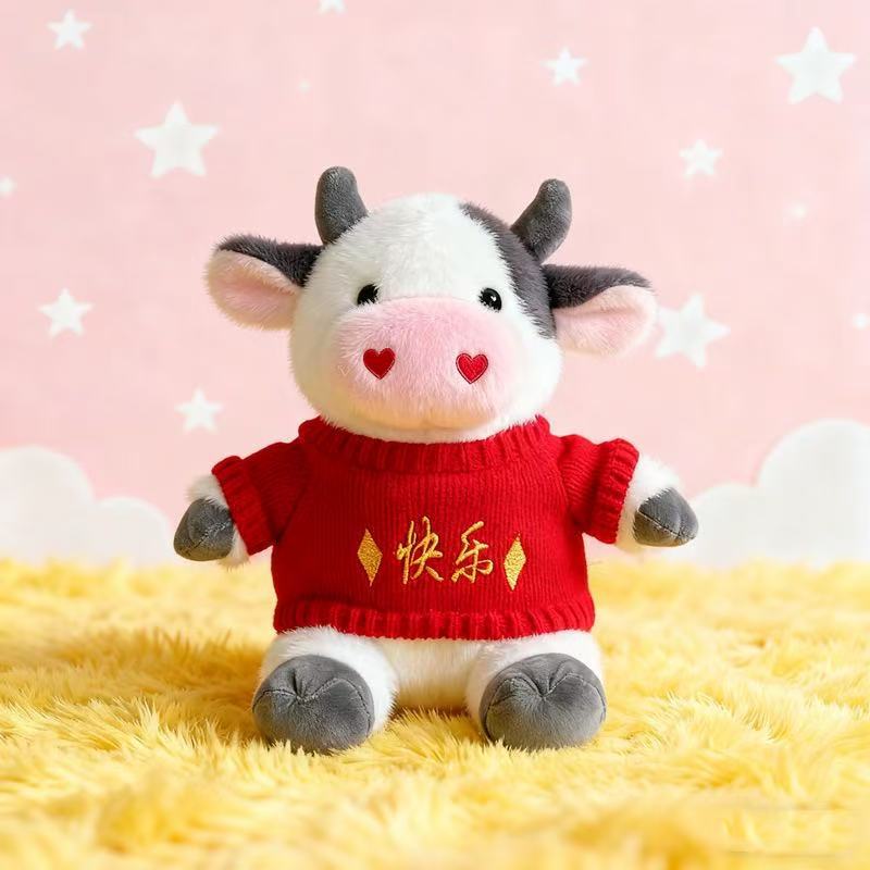 Transfronterizos de vestir grandes flores juguetes de peluche muñecas de vaca zodiacal muñecas de tela regalo muñecas de vaca de flores muñecas