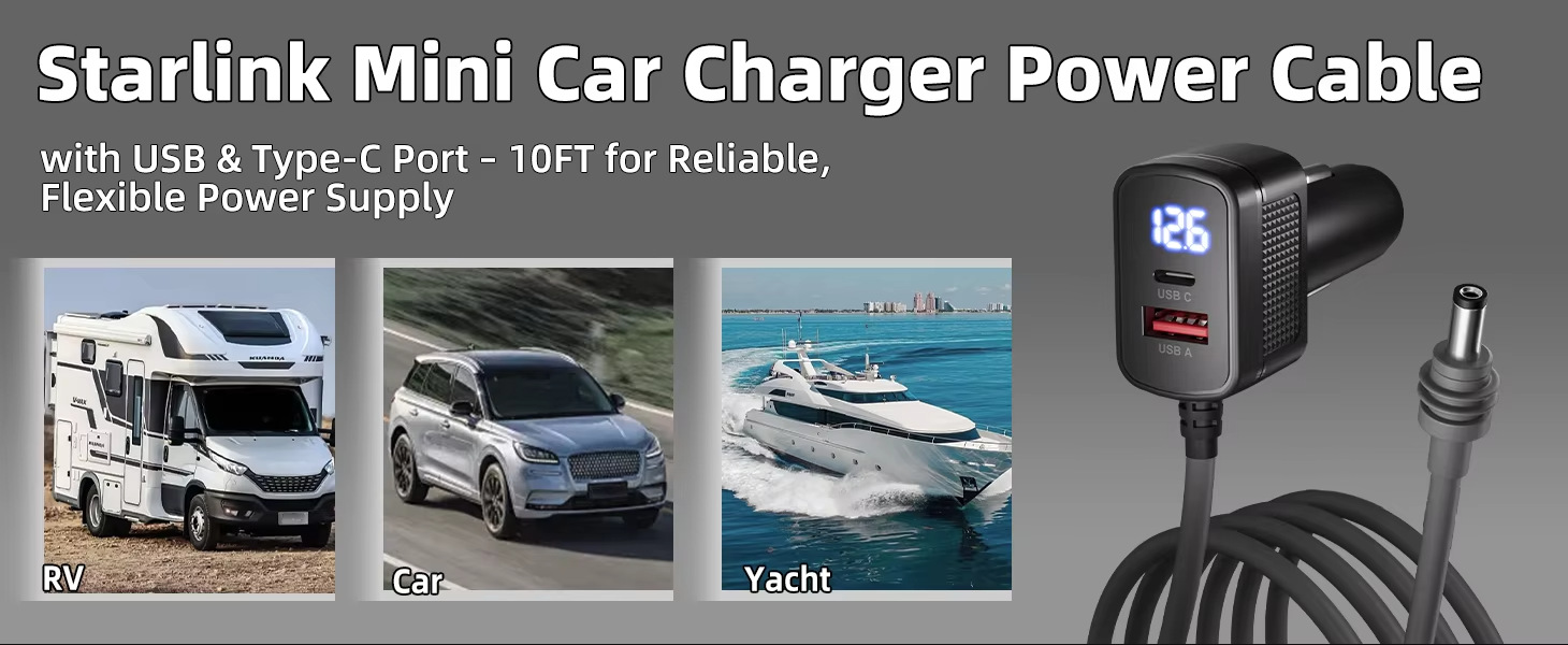 Amazon's Popular Fourth Generation Mini Digital Display Car Charger Waterproof Power Cord Charger Multi-Function Three-In-One Car Charger