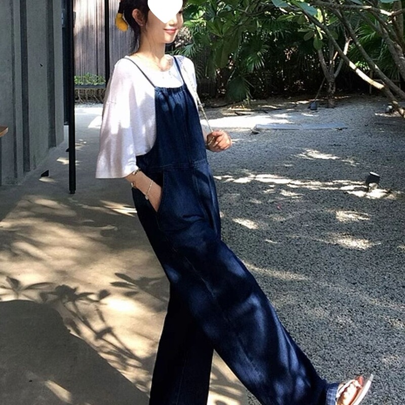 Women's Denim Overalls 2026 Summer Thin Strap Design Loose Wide-Leg Pants Retro Straight-Leg Trendy Jumpsuit Women's Denim Overalls 2026 Summer Thin Strap Design Loose Wide-Leg Pants Retro Straight-Leg Trendy Jumpsuit