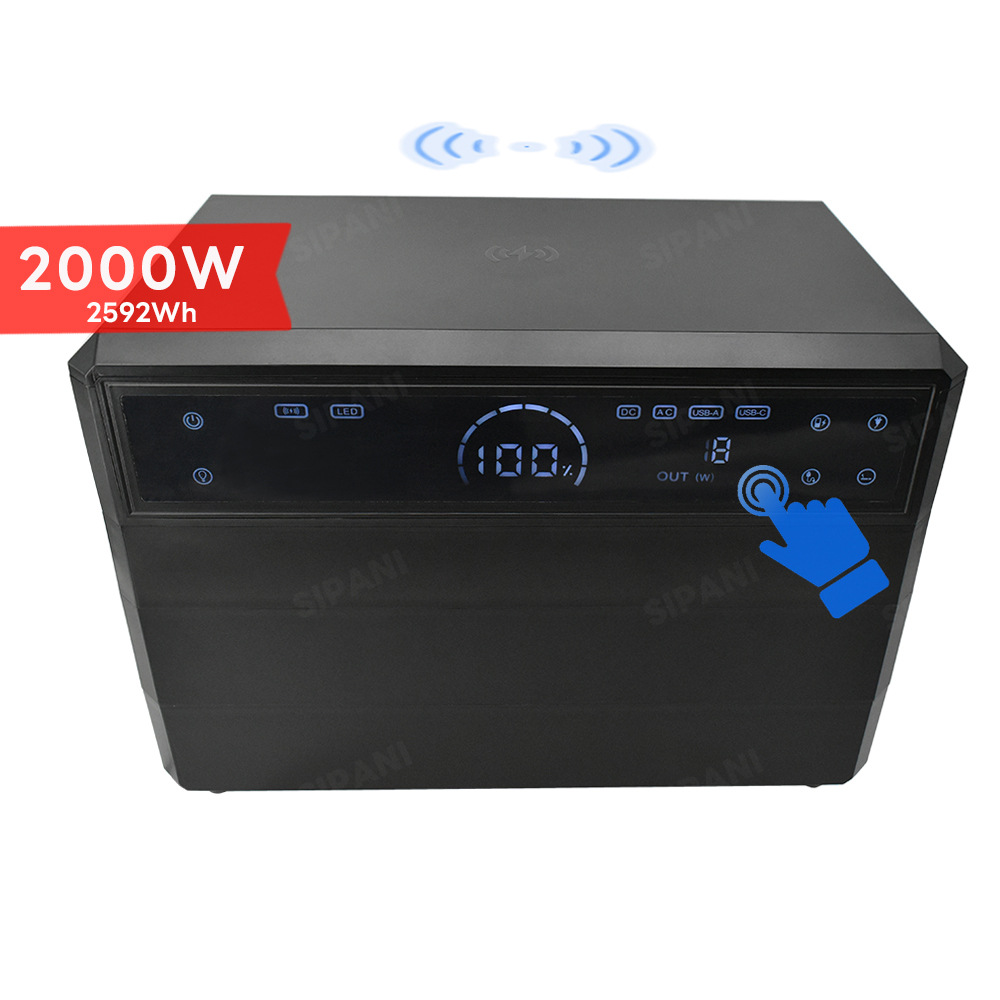 跨境2000W大容量太阳能户外移动电源便携式户用露营应急储能电源