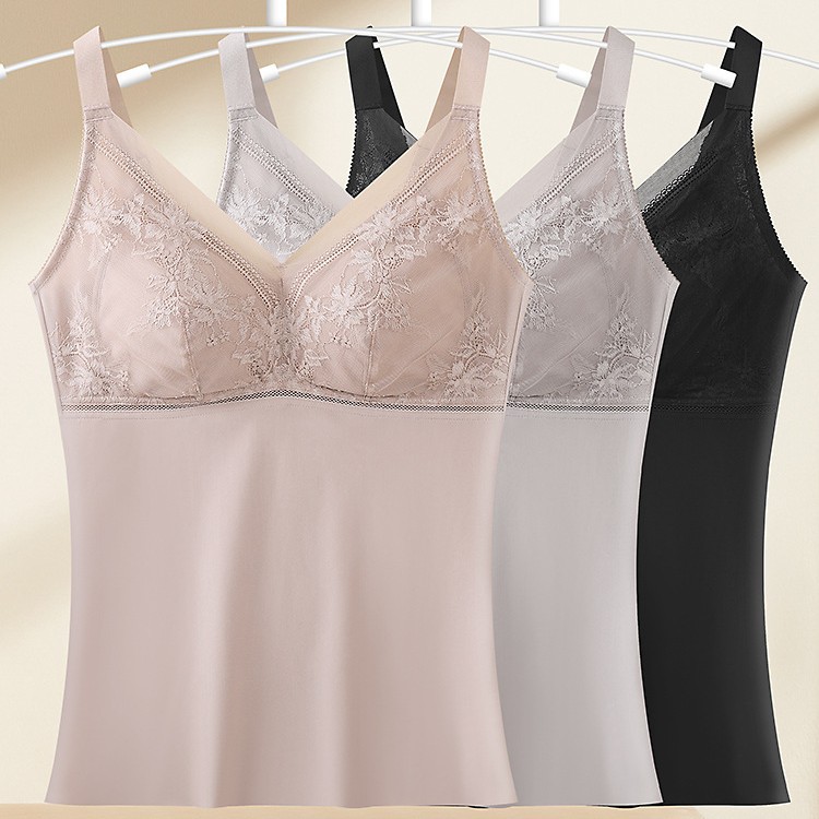 Lace Thermal Vest, No Need to Wear a Bra, Shapewear, Not Easy to Curl, with Chest Pads, No Underwire, No Cup-Shifting Vest