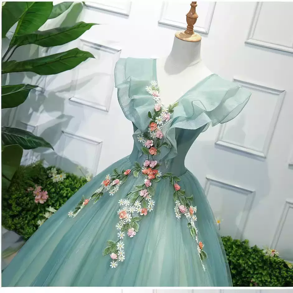 彩色婚纱2025新款主持人演出学生声乐独唱艺考礼服蓬蓬纱长款礼服