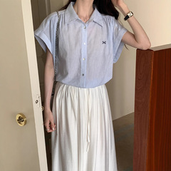 Weisong 半袖シャツ女性の夏 2025 新しい韓国スタイル怠惰なルーズスリム多用途カジュアルシャツトップ
