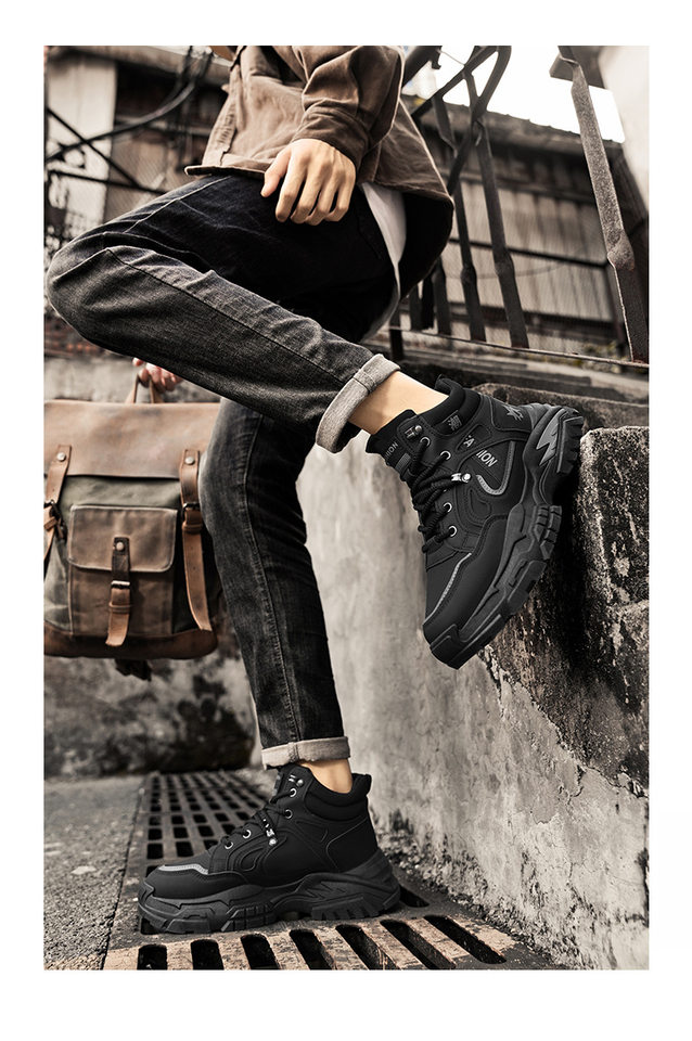 Giày bốt Martin nam cổ cao đế dày chống trơn, giày leo núi da lì lợm phong cách casual — W2161 màu vàng, W2161 màu xanh lá cây, W2161 màu đen chi tiết 11