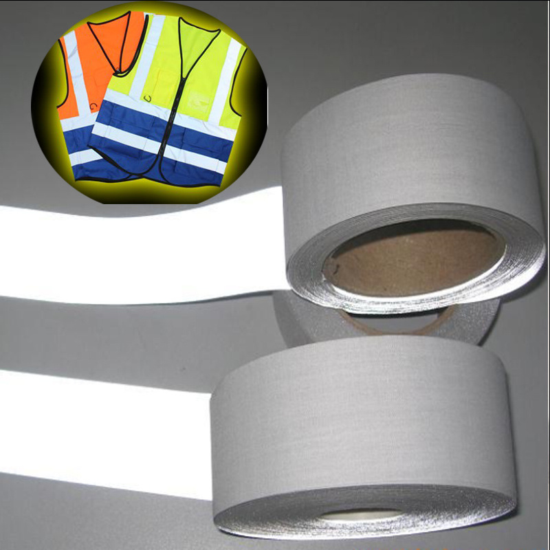 高亮服装反光辅料亮银化纤涤丝纺反光材料银灰色安全防护TC反光条