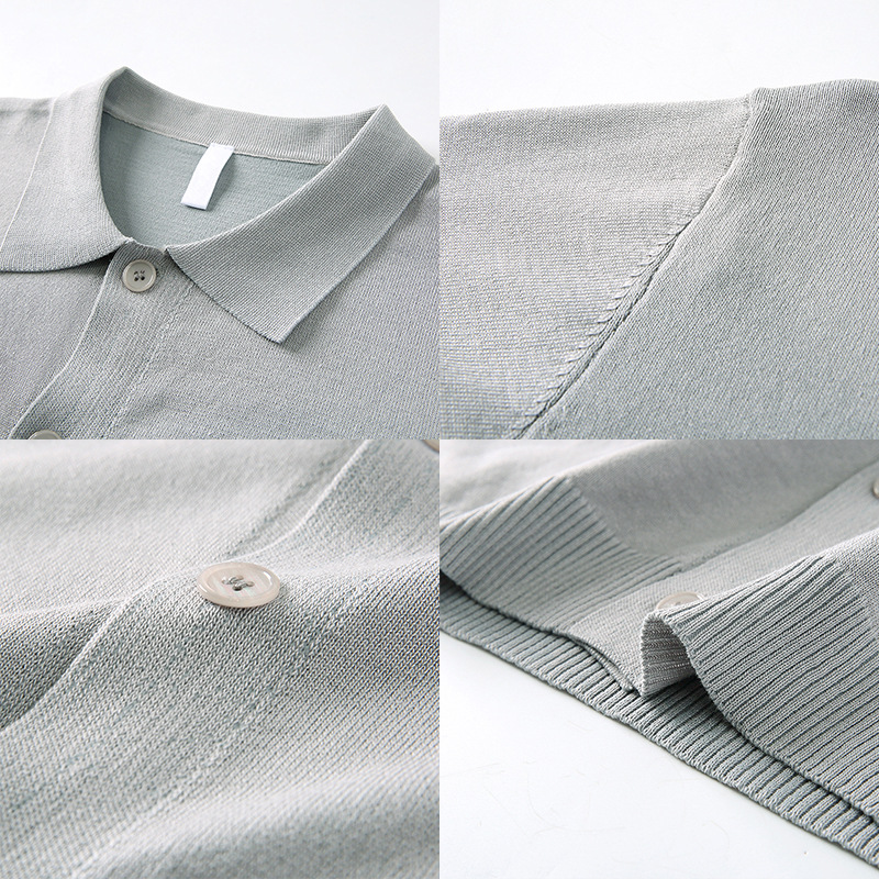 Polo camiseta collar camiseta de punto camiseta de manga corta camiseta de hombre cardigán botón de fila viejo viento de hielo de verano fábrica transfronteriza al por mayor