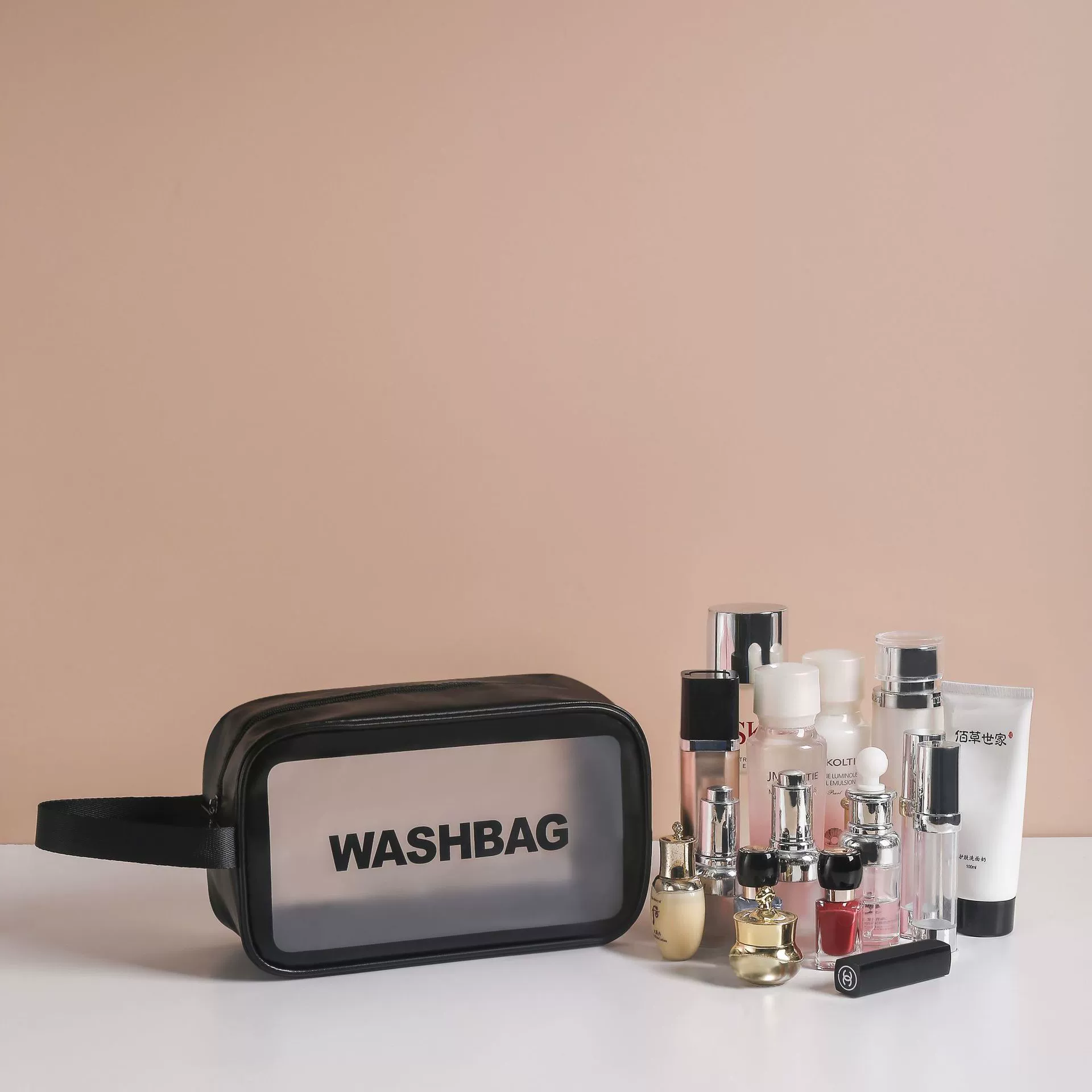 Matte high quality cosmetic bag PVC, handheld set for traveling, capacious organizer bag, 3 piece set