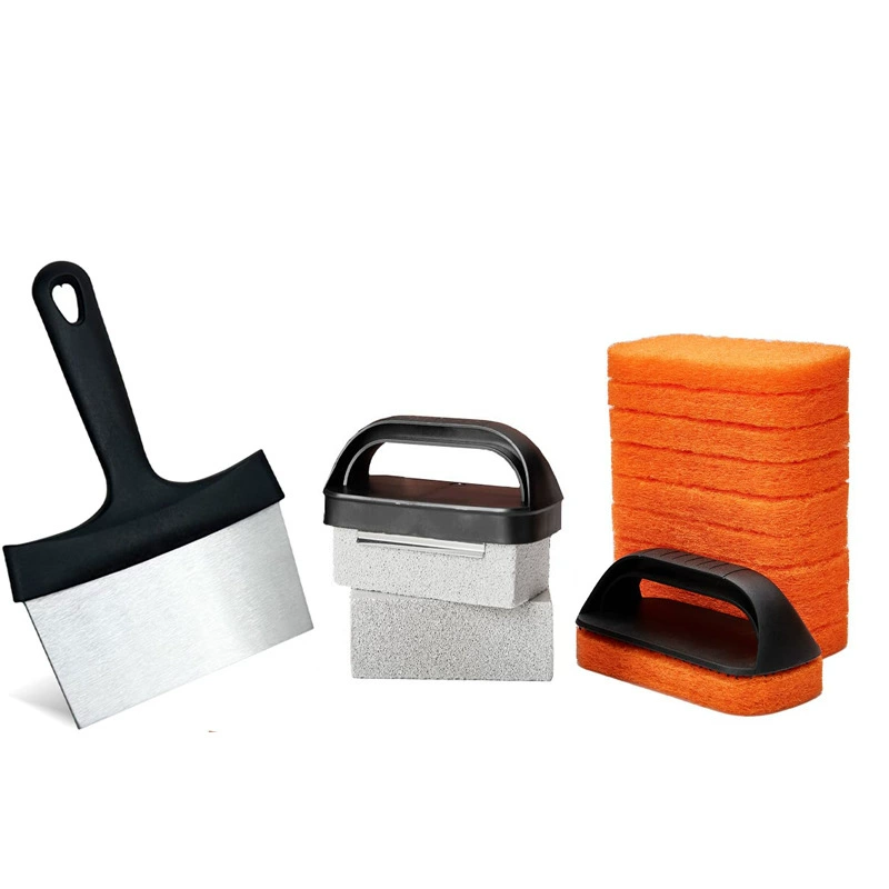 Готовая щетка для чистки барбекю от производителя, набор из 15 предметов, чистящая губка, чистящий камень, чистящая лопата, многофункциональный комбинированный набор