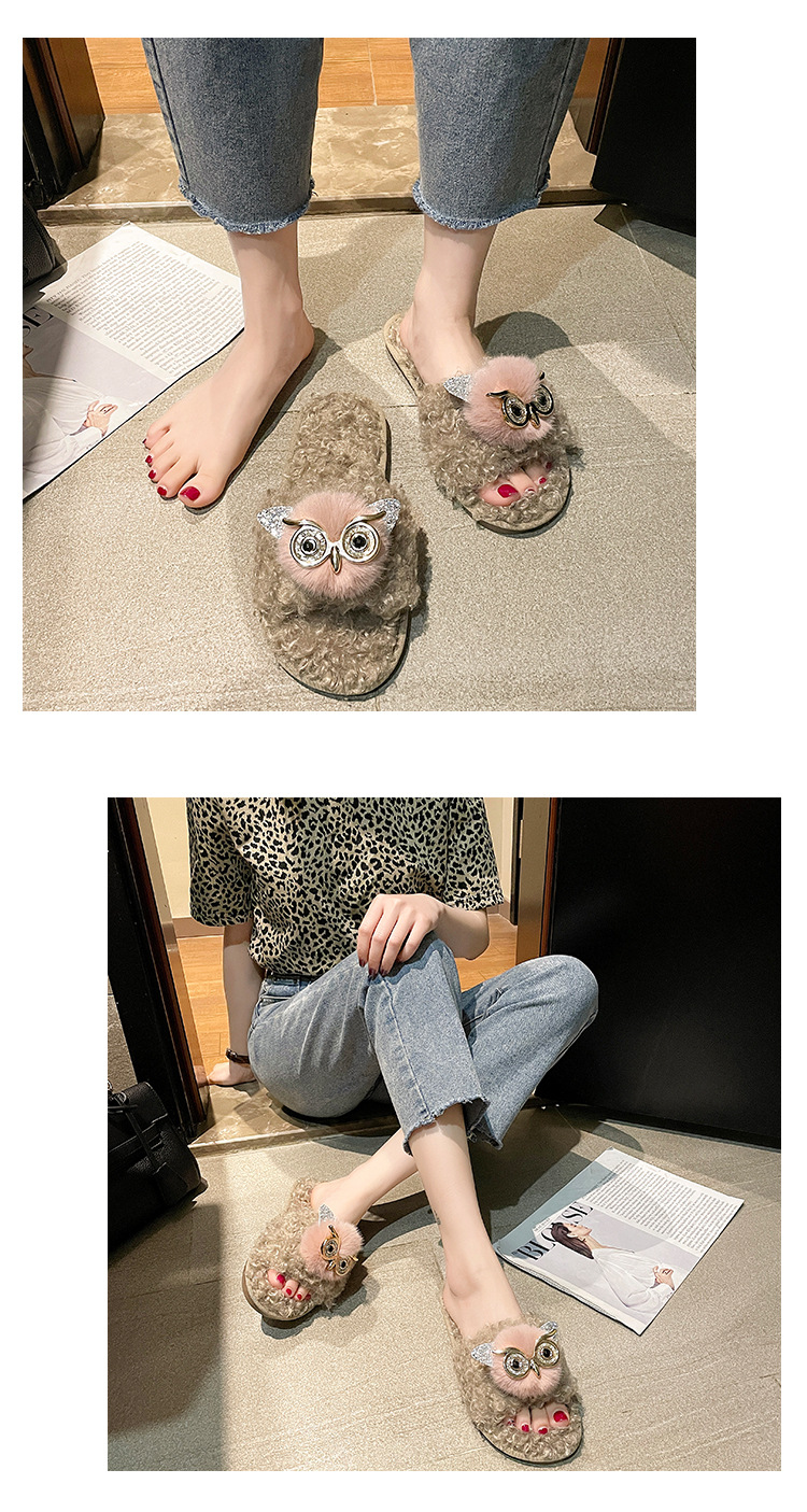 Scarpe da donna in pile open-toe autunno primavera indoor outdoor calde antiscivolo scarpe da casa_voghion.com