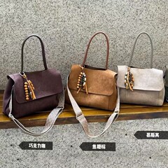韩版复古麂皮绒托特包女大容量高级感通勤包休闲斜挎包单肩包大包