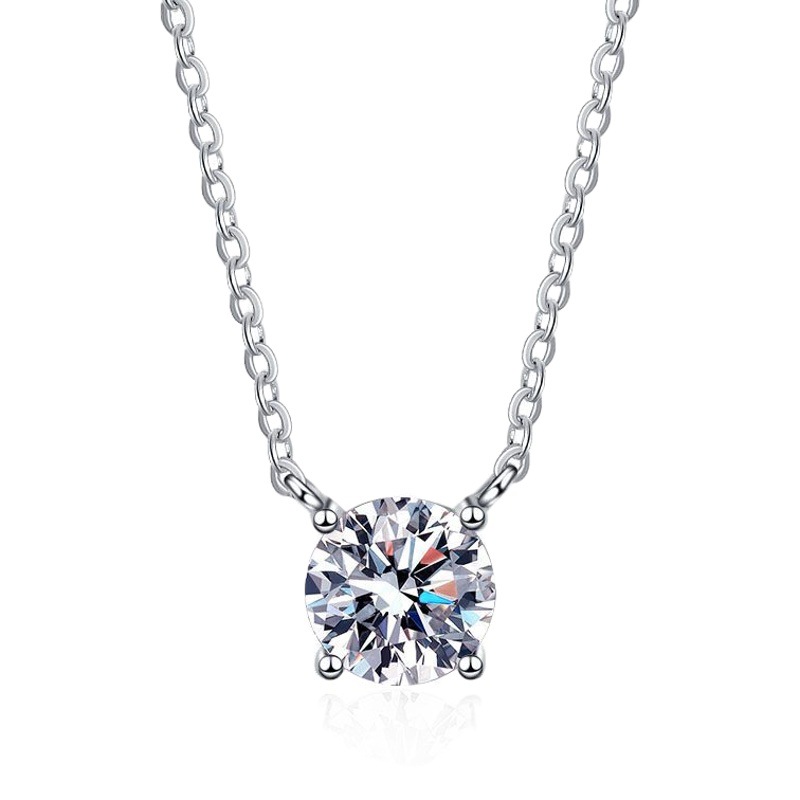 生中継起爆金s925純銀莫桑石1カラットネックレス女軽贅沢四爪メッキpt950莫桑ドリル鎖骨鎖