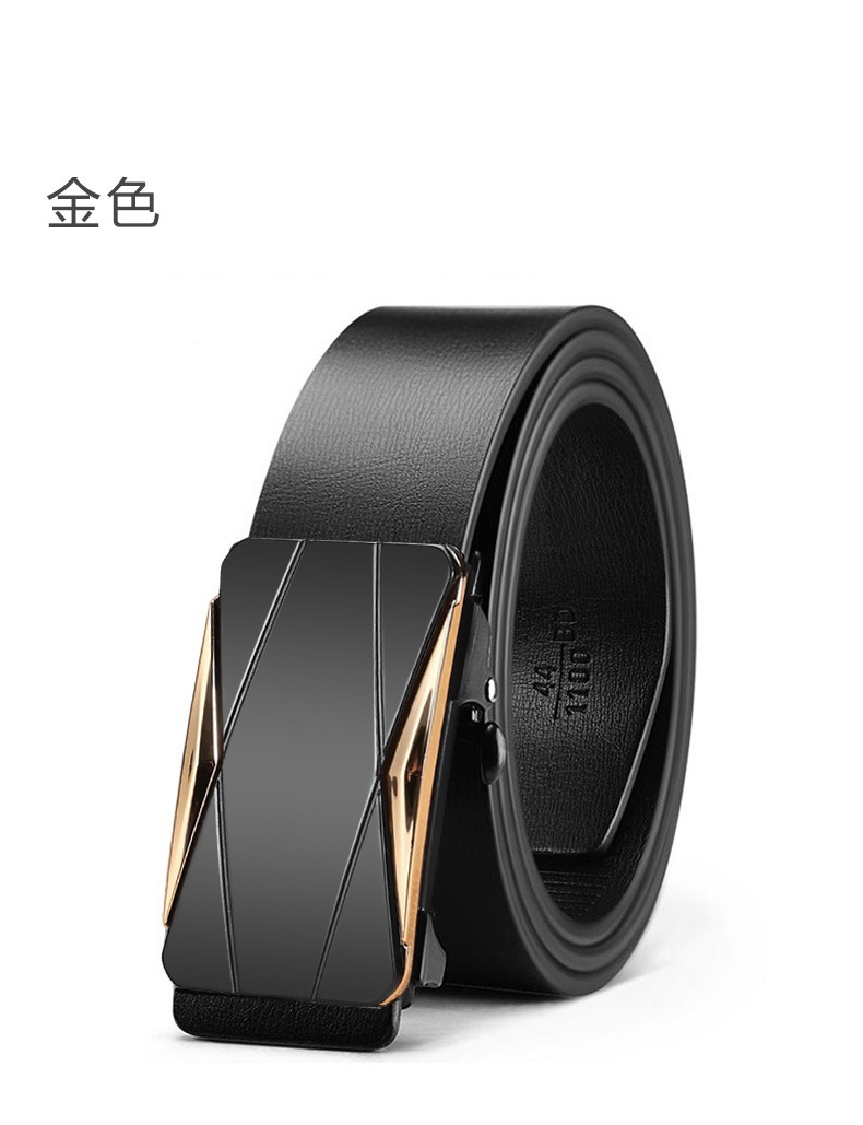 New foreign trade cross-border best-selling seamless alloy automatic buckle two-layer genuine cowhide men's belt in stock