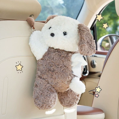 seat back tissue box cover: Car tissue box/set - ly-hanging-camel-colored-dog