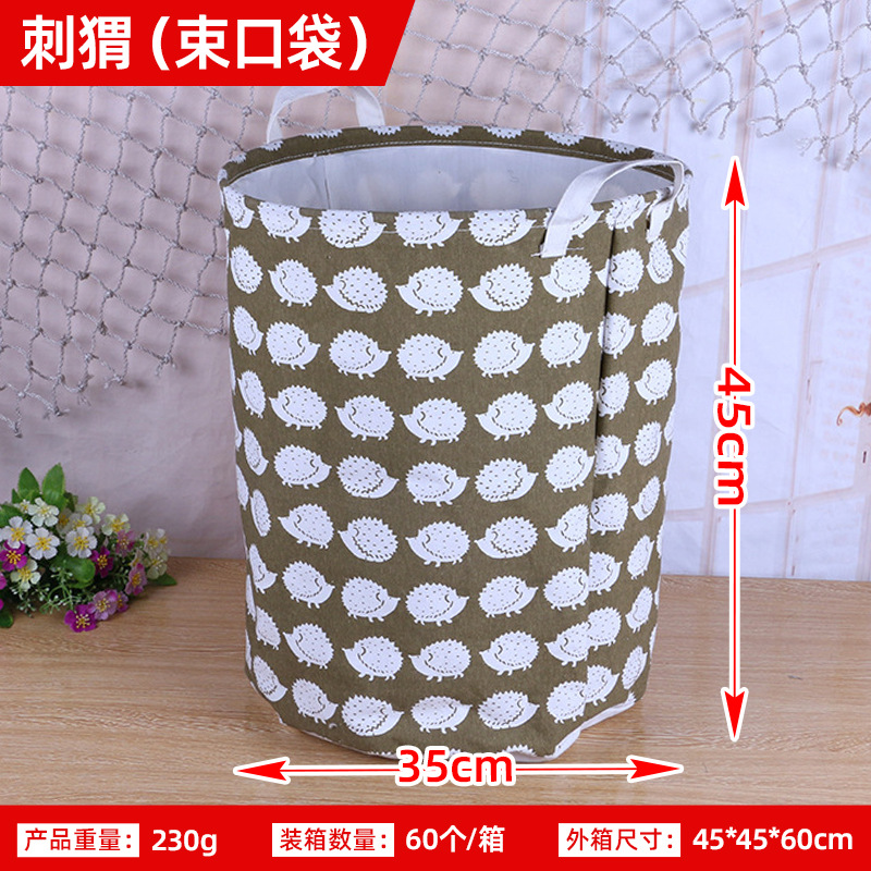 Zakka creativo de algodón y lino con cordón canasta de lavandería Cubo de almacenamiento tela algodón y lino juguete de lavandería doméstica Cubo de almacenamiento de artículos diversos