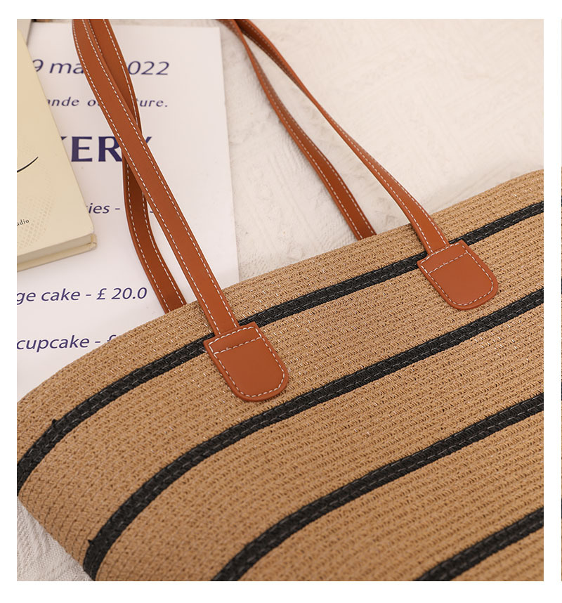 Women's Medium PVC Stripe Elegant Vintage Style Square Zipper Straw Bag display picture 8