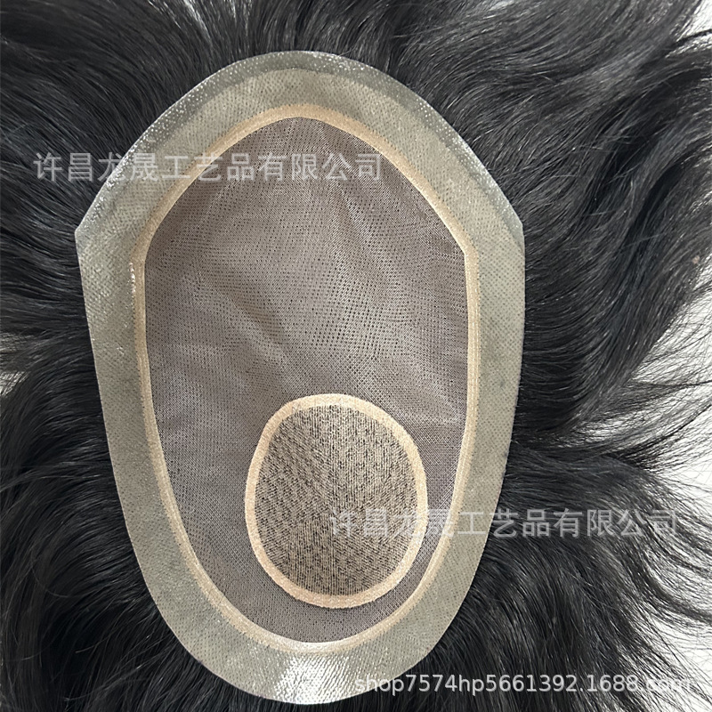 Mono Mesh Delivery Men's Hairpiece Full Real Hair Full Hand-Woven Realistic Invisible Men's Wig Hairpiece