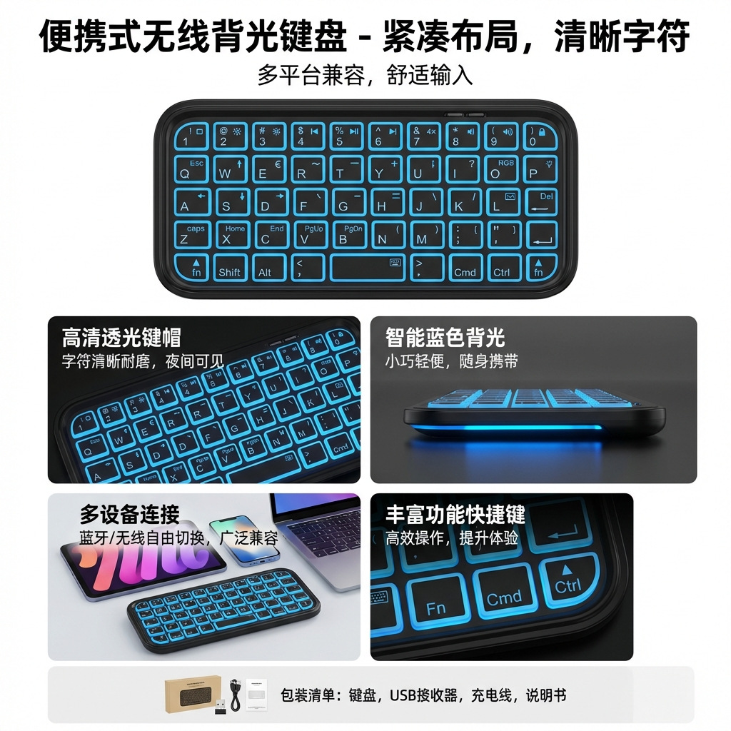 Nueva Venta caliente Comercio exterior superventas multi-Sistema Universal inalámbrico Bluetooth Mini teclado portátil fábrica al por mayor