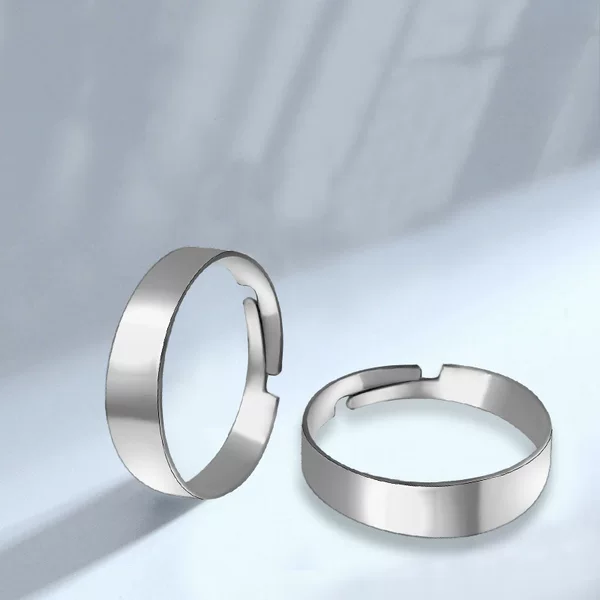 Cross-border new stainless steel simple plain ring wide glossy ring opening adjustable titanium steel couple ring