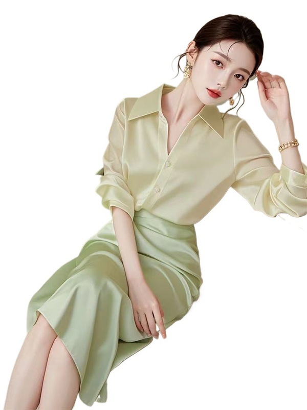 春秋2025新款女装时尚一整套气质小清新高端职业半身裙衬衫两件套|undefined