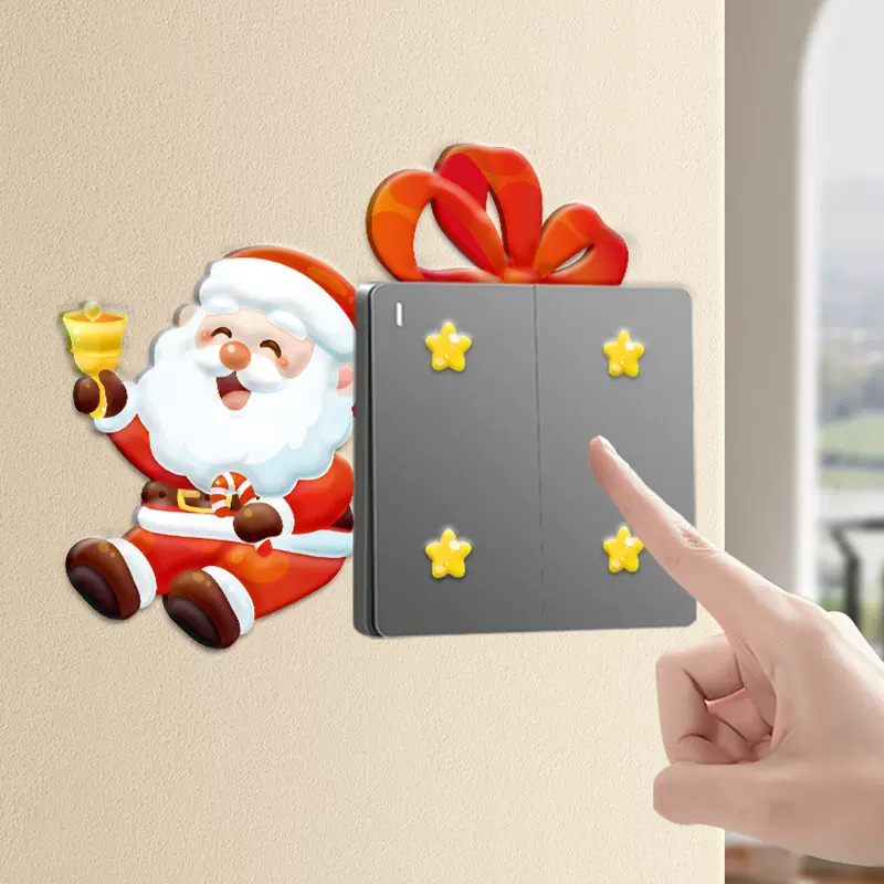 跨境亚马逊圣诞节开关贴保护套家用开关插座墙贴边框防脏遮丑装饰