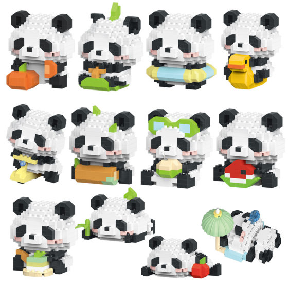 [Wholesale generation] National treasure red panda doll blind box micro-particle assembled building blocks compatible with Lego ornaments toys