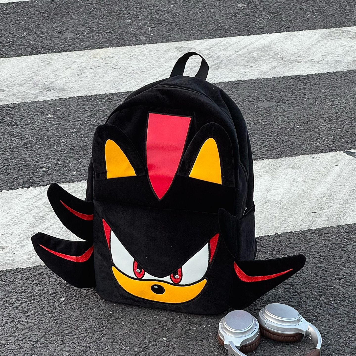 Campus Style Versatile Sonic Shadow Black Plush Niche Backpack Couple Student Travel Junior High School Bag