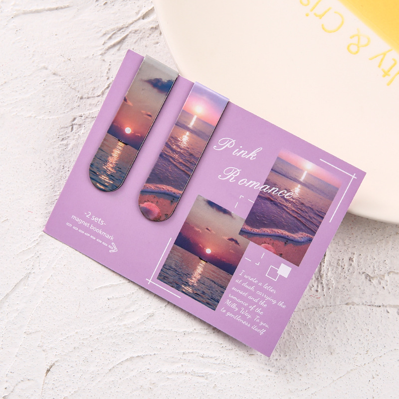 2 piezas en el paisaje rojo imán marcador magnético clip de marcador magnético pegatina encantadora papelería para estudiantes regalos para niños