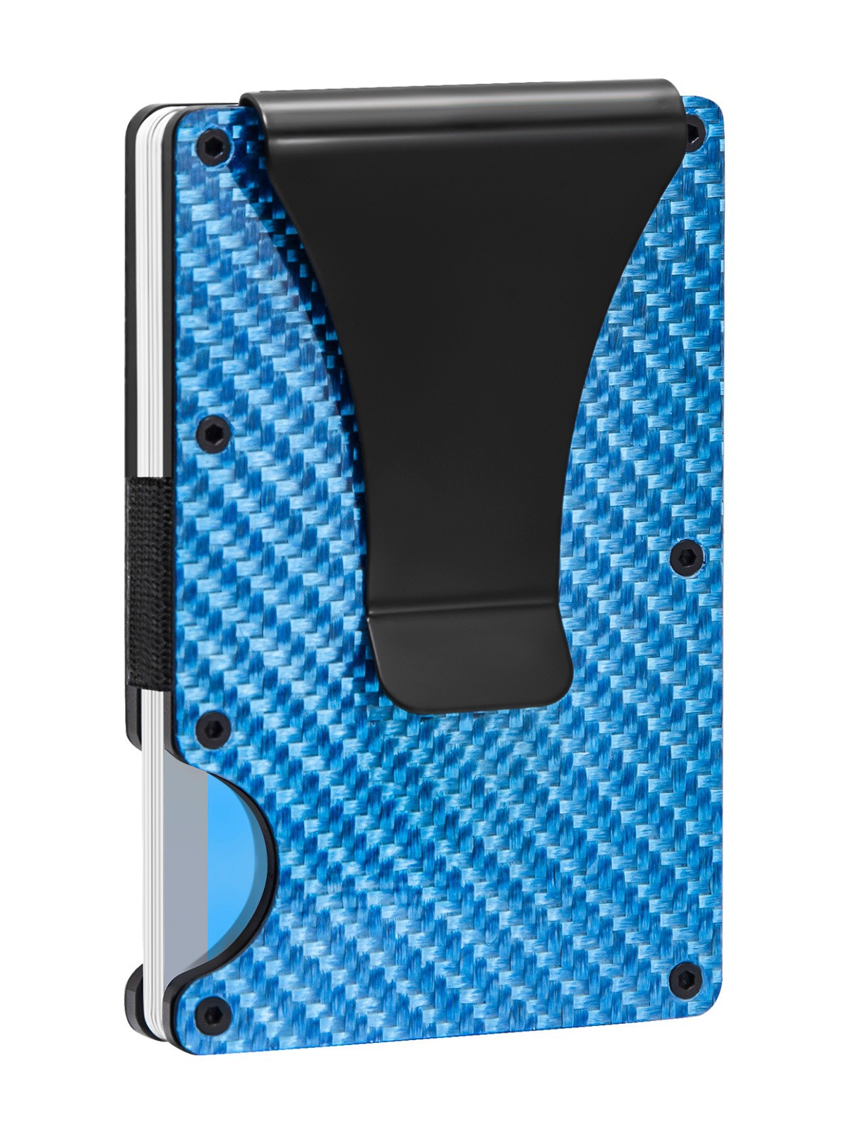 Cartera metálica de fibra de carbono con bloqueo RFID, diseño antirrobo, ideal para tarjetas de crédito o identificación, venta directa de fábrica