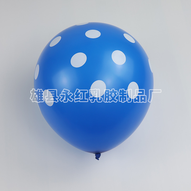 12 pulgadas ondulado punto de globo espeso punto de color globo impreso globo de látex redondo