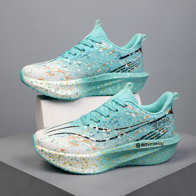 Sports Shoes Cross-Border New Large Size Youth Professional Marathon Running Carbon Plate Couple Shoes Luminous Fashion Running Shoes