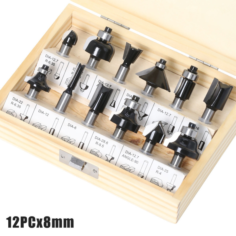 15 個セット 1/4 ハンドル 1/2 ハンドル 8 ハンドル 6 ハンドル木工フライスカッターセットトリミングマシン 12 個セット木工スロッティングフライスカッター|undefined