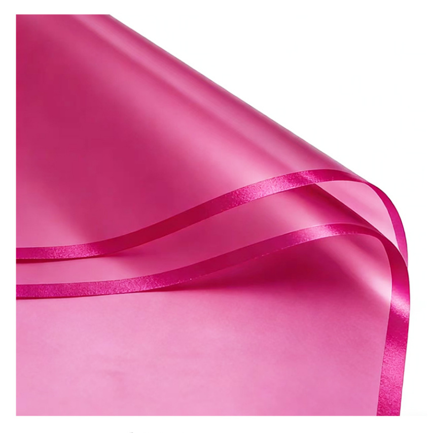 Borde dorado película de gelatina impermeable papel mate flor papel de embalaje ramo floral Día DE LA Madre material de papel de embalaje al por mayor