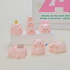 中号实色粉色小猪diy饰品配件车载小摆件立体创意串珠配饰挂件