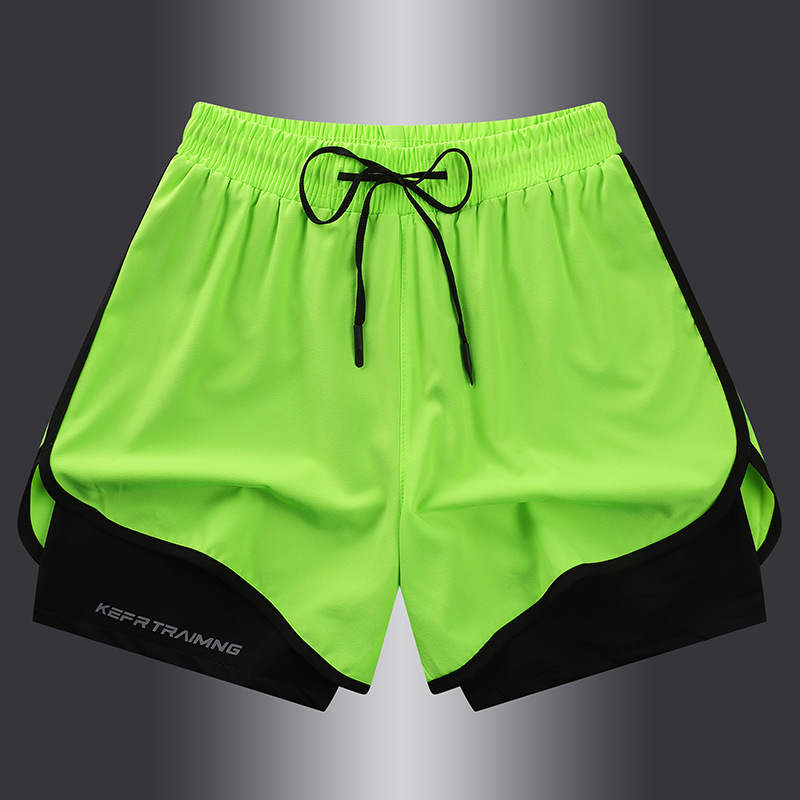 Pantalones cortos deportivos para hombres y dos pantalones de secado rápido forrados para correr entrenamiento de ocio pantalones de baloncesto de tres puntos
