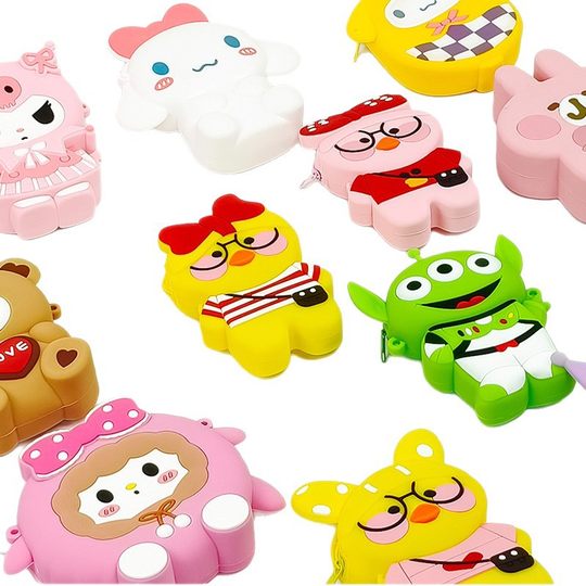 Dispensing Silicone Bag Customized Cute Children's Coin Purse Cartoon Silicone Coin Bag Girl Colorful Mini Crossbody Bag