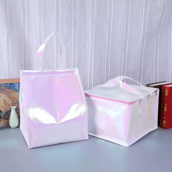 学生午餐便当保温袋加厚铝箔上班族带饭外卖打包镭射炫彩无纺布袋